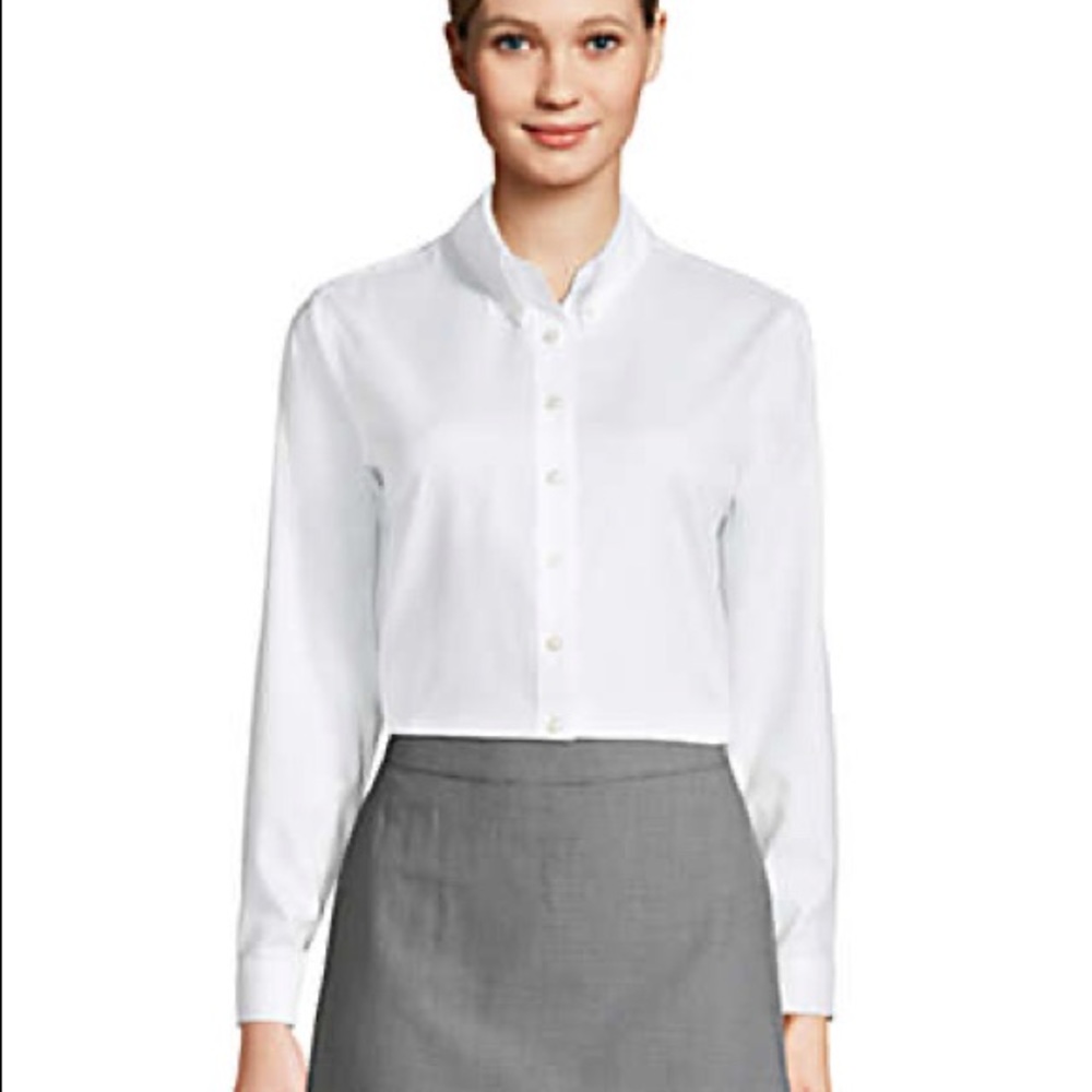 Lands’ End Outfitters White Button Down Cuffed Blouse